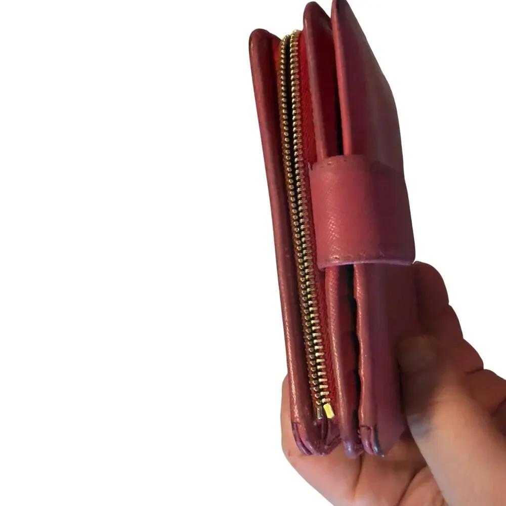 Prada Saffiano leather compact wallet in red/coral (rosso)